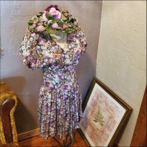 Vintage Cottage Core All That Jazz Button back Floral Mini Dress